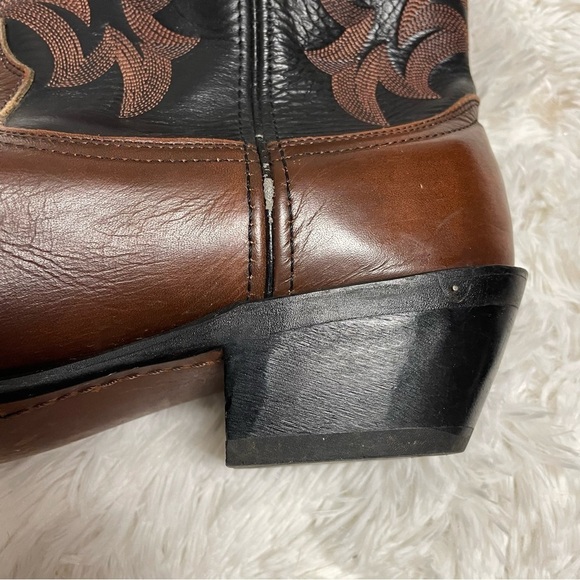 Durango Cowboy Boots Mens Size 10D Western Leather Toe Cap Brown Black DB464 - Picture 8 of 10